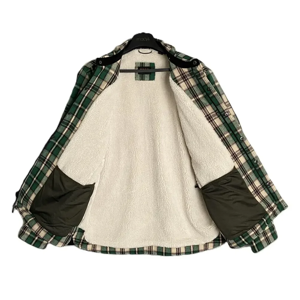 Bass Outdoors Men's Large Sherpa-Lined Jacket Green Plaid NEW